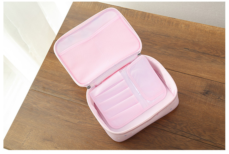 Portable L260mm Polyester Cosmetic Bag With Mirror
