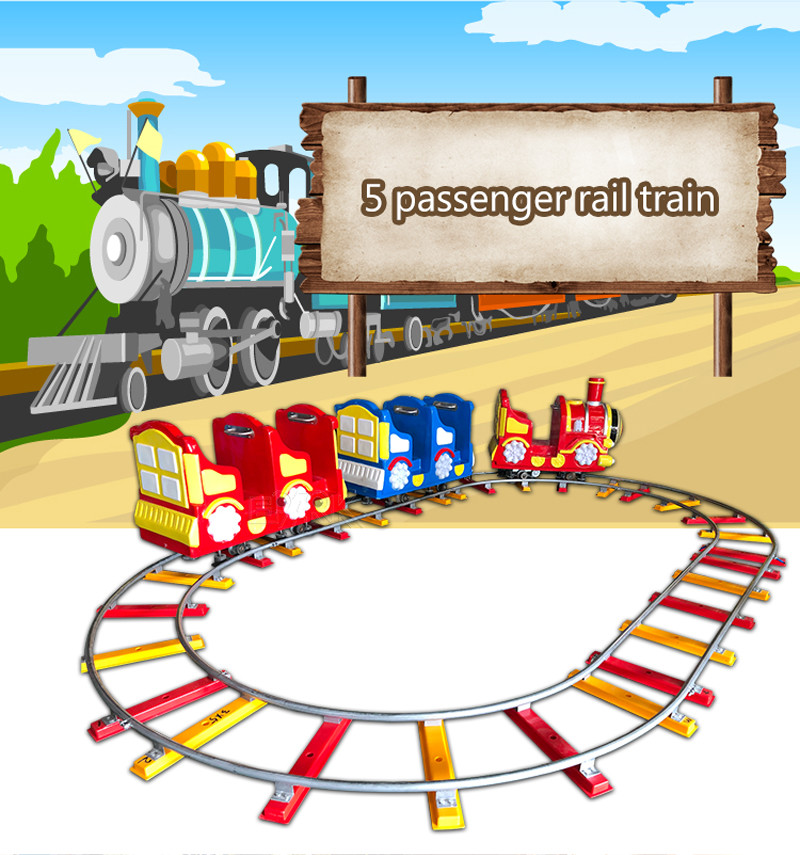 Theme Park Kiddy Ride Machine Electric Kiddie Ride On Train With Track 5 Players