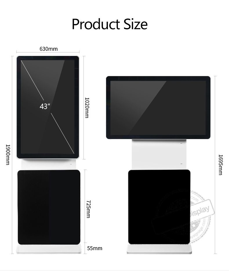 43inch 360 Degree Rotating LCD Digital Signage Floor Stand LCD Touch Screen for Advertising