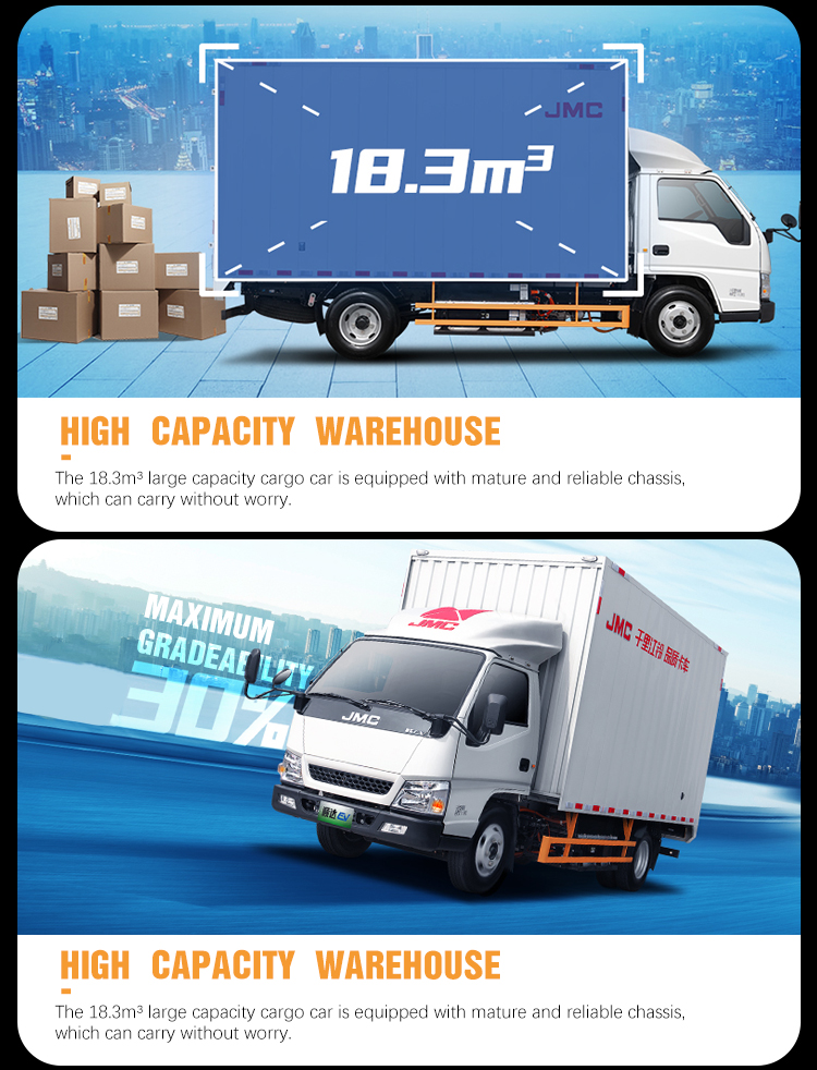 2024 JMC Truck Cabin Isuzu Cargo Truck 10 Ton Food Delivery Two-wheeled Electric Vehicle Seats 5 Door 2 Seater Truck