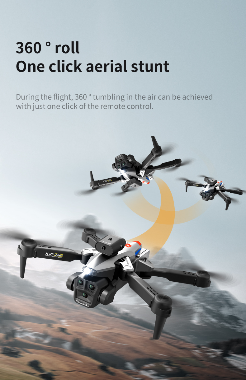K10 Max Obstacle Avoidance Drone 4K Ultra HD Camera 2.4G RC Quadcopter Four-way Optical Flow Mini Foldable K10 Fpv Drones