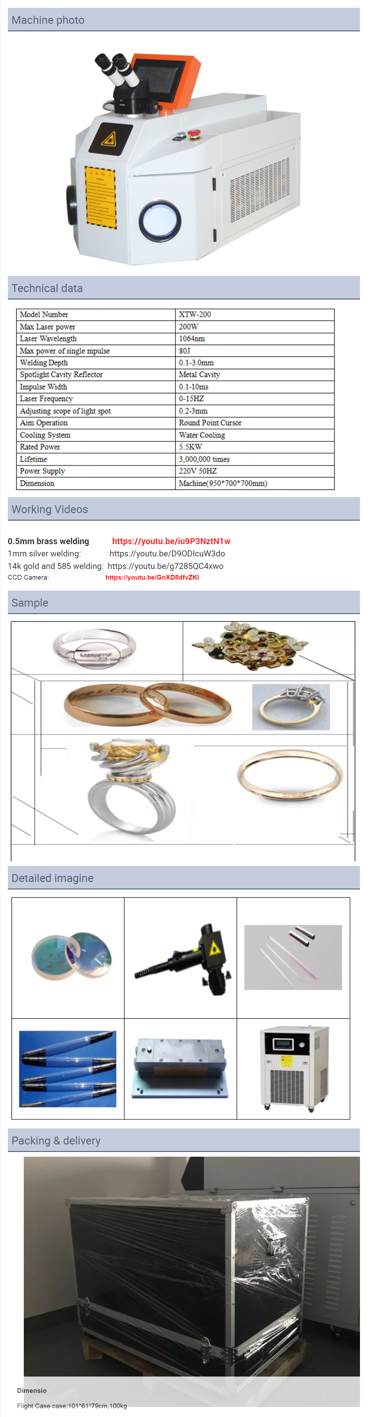 200w 300W Mini Desktop Gold Silver Glass Metal Jewelry YAG Laser Welding Machine with Cooling Method Water Cooled