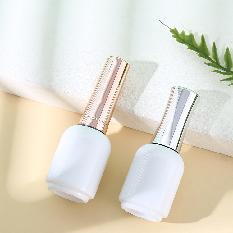 Glass Body 15ml Cute Nail Uv Gel Polish Bottle With Dupont Brush High End Printer Custom Round Empty From Glass Packaging