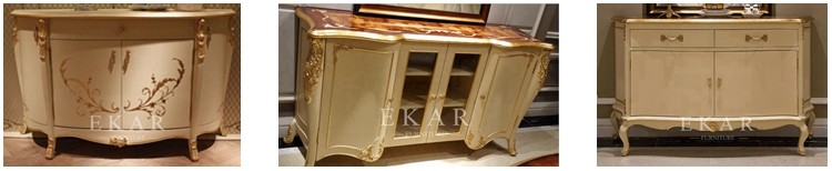 Classic Ash Wooden Antique Sideboard Cabinet With Fancy Shell Decoration
