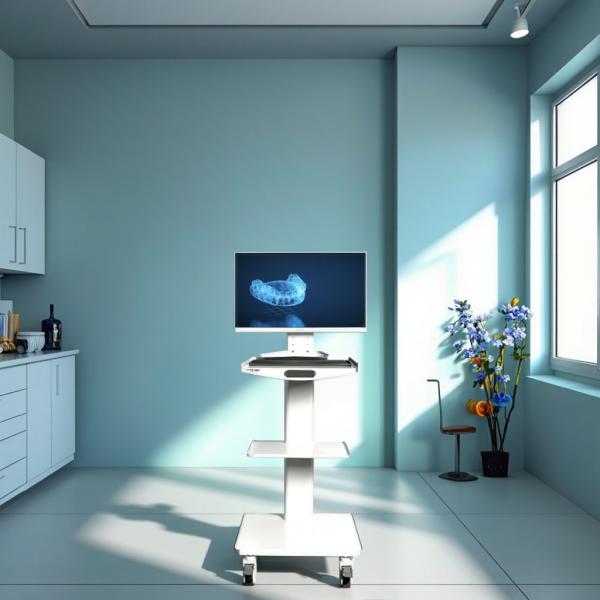 Hospital Oral Scanner Mobile Nursing Cart 3 Layer Dental Cart Stainless Steel