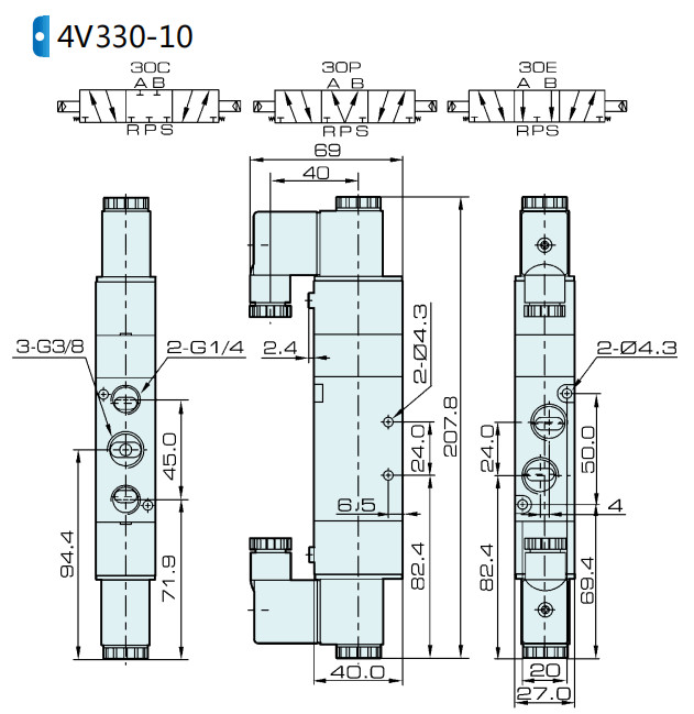 4V330C-10 Aluminum Alloy AIRTAC Solenoid Valve For Pneumatic Machinery And Equipment