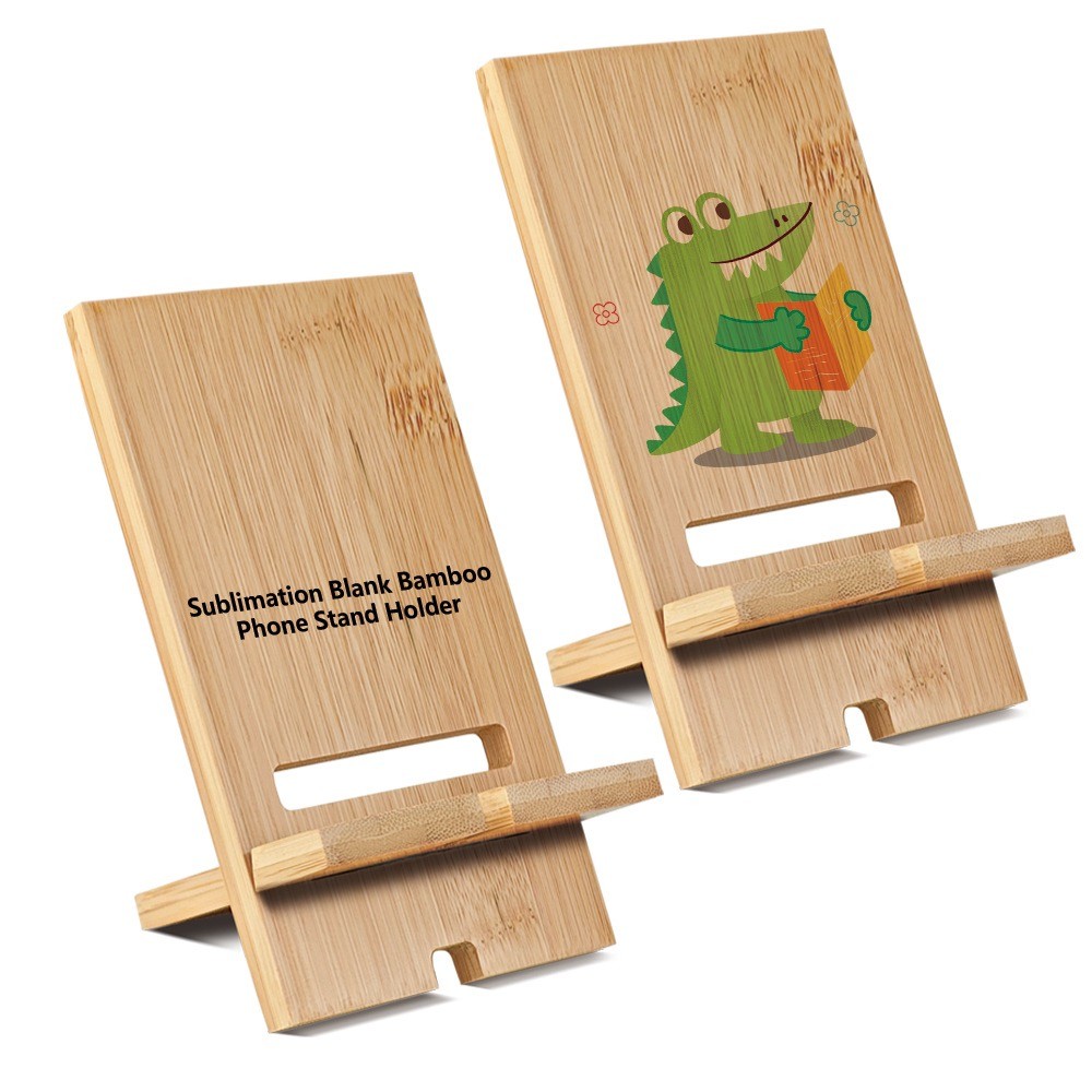 Heat Transfer Printed Bamboo Sublimation Phone Stand Blanks With Charging Port