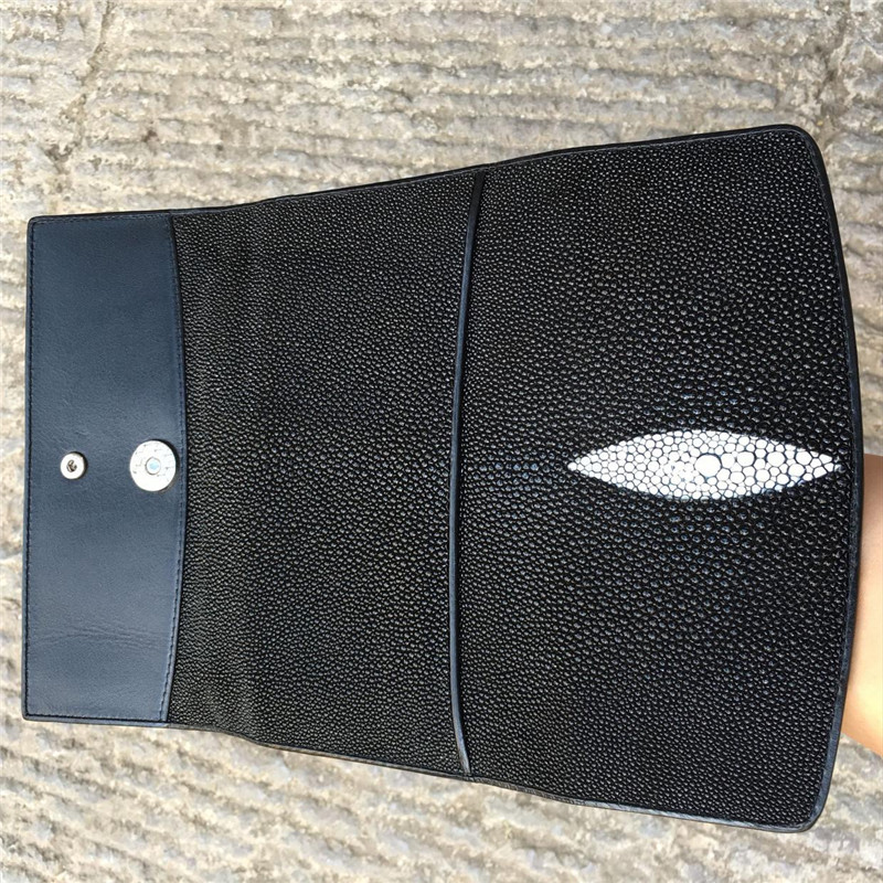 Unisex Authentic Stingray Skin Male Long Trifold Wallet Genuine Leather Women Men Large Clutch Purse Lady Money Bag