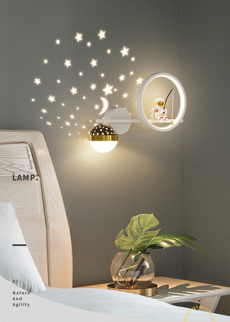 Astronaut wall lamp bedroom bedside lamp children's room lamp boy and girl stars wall lamp(WH-OR-251)