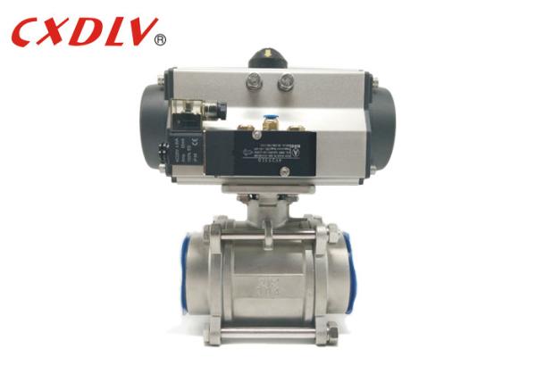 3 Pieces Screw Thread Pneumatic Actuated Ball Valve Double Acting With Solenoid