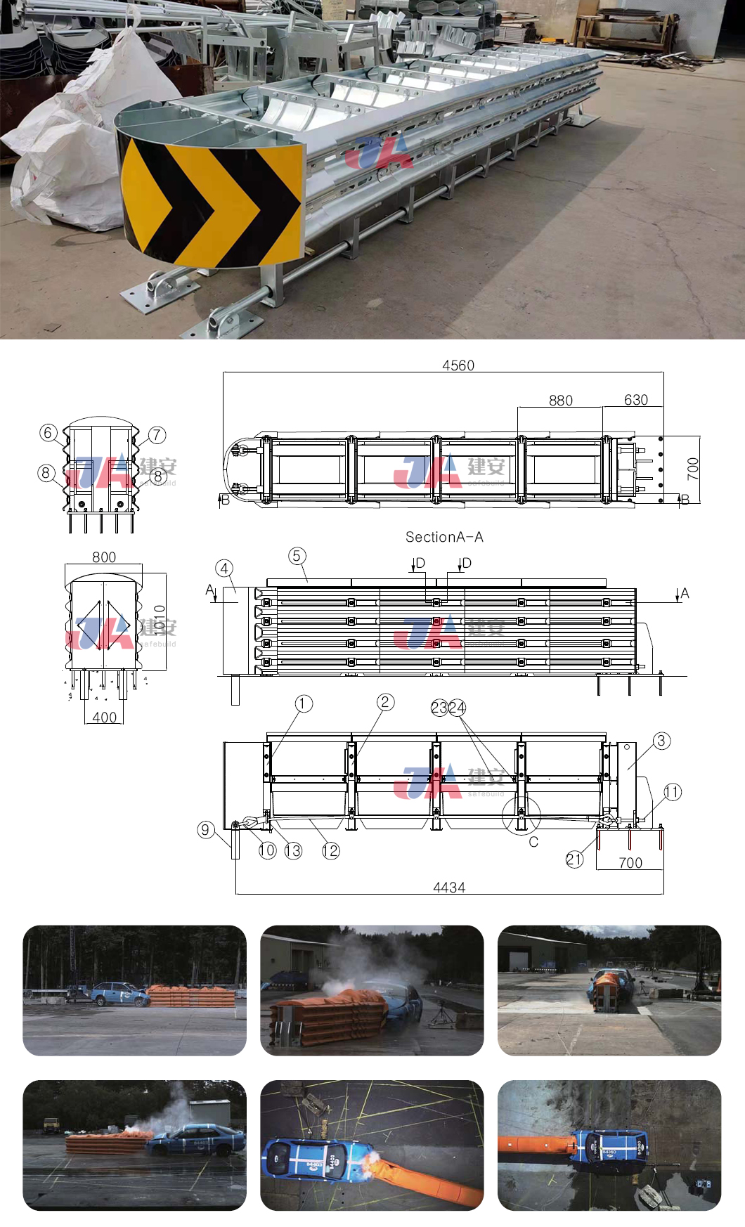 ISO9001 2008 Certified Highway Guardrails Crash Cushions Barrier