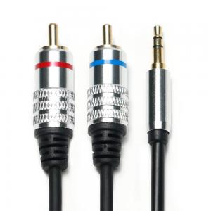 China Factory oulet RCA 3.5MM Audio Cable Red Blue Rim PCV Cover Plated Alloy For CD TV Soundbar on sale