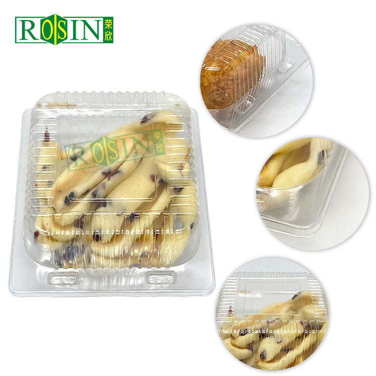 Square Hinge PET Plastic Bakery Packaging Custom Plastic Cupcake Packaging
