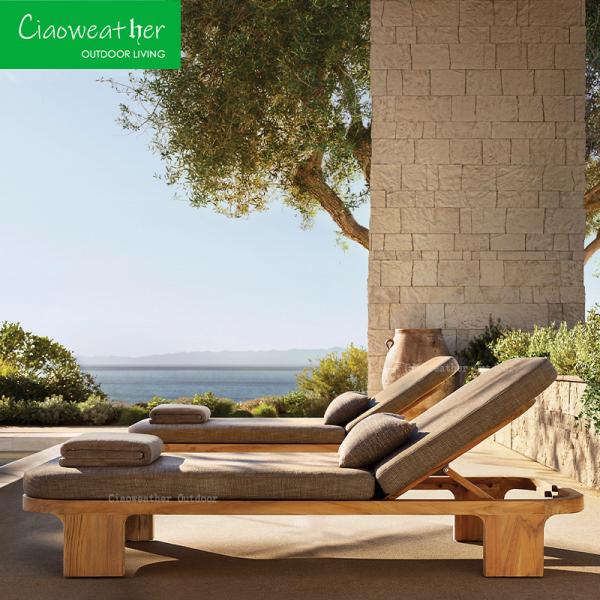 Solid Wood Lounger Chair for Outdoor Modern Hotel Garden Durable Teak and