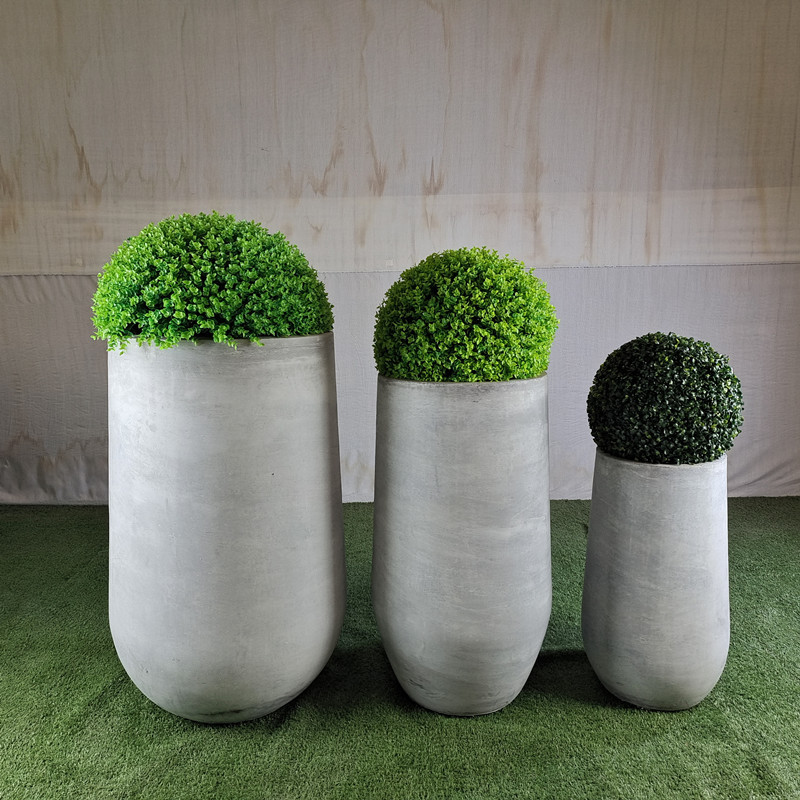 Frost Resistant Round Shape Fiber Clay Planter For Hotel