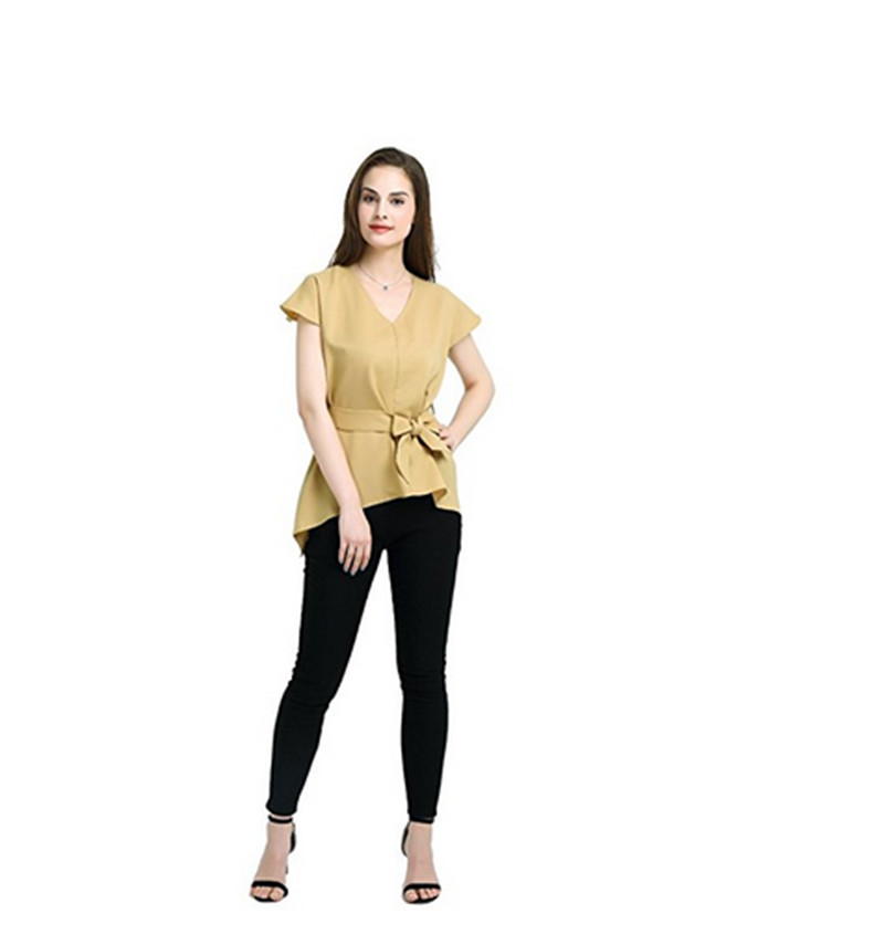 Newest Design Women Blouse With Belt Hot Sale