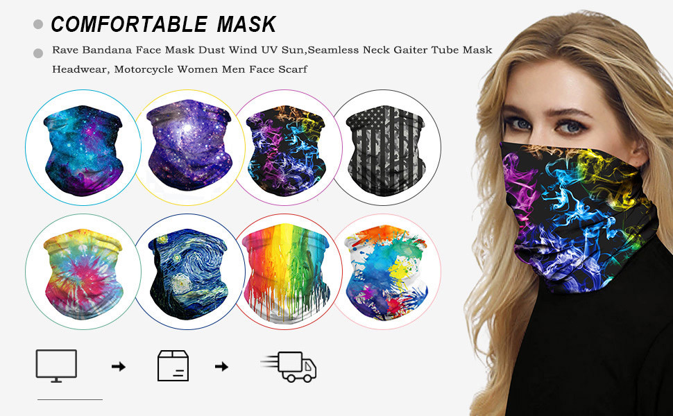 Gaiter Neck Face Scarf Headwear Camo Print Bandana