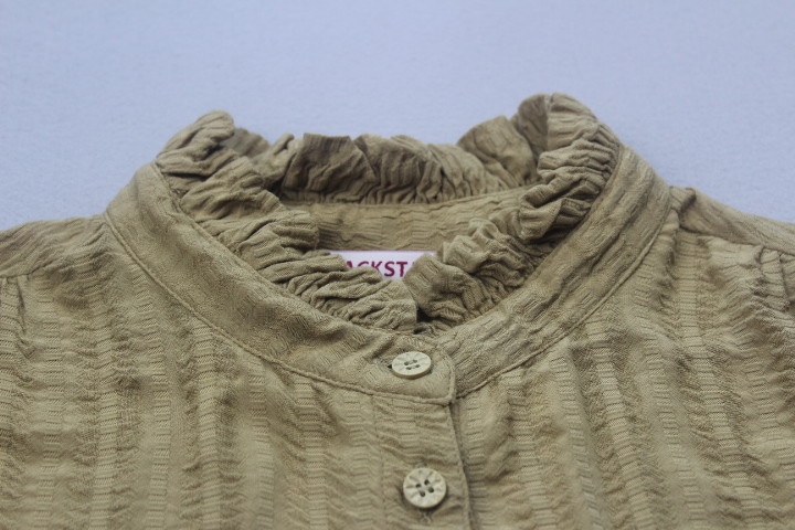 Long Sleeve Womens Fashion Blouses With Pockets Brown Color Stylish Women'S Blouses
