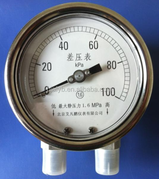Double-strength Glass Window Stainless Steel Differential Pressure Gauge for
