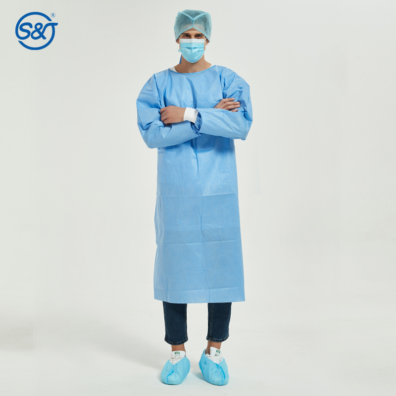 S&J Factory Price Lab Coat Waterproof Non Woven Disposable Lab Coat Hospital Nursing Disposable Gown
