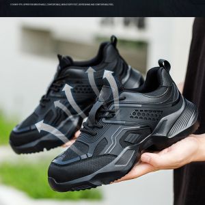 China Durable Black Custom Logo Safety Shoes with Breathable TPU Flying Knit and Kevlar Midsole on sale