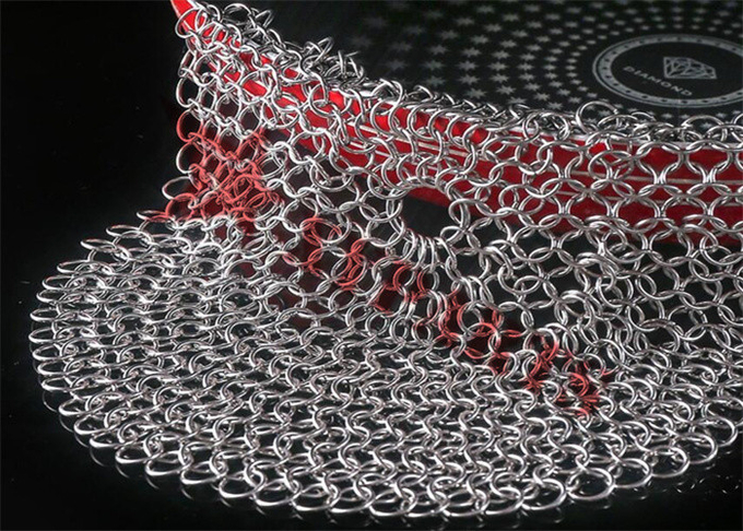 6'' SS Round Cookware Chainmail Scrubber Cleaning Cast Iron Pan 0