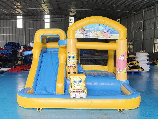 Commercial Fireproof Inflatable Combo SpongeBob SquarePants Bounce House With