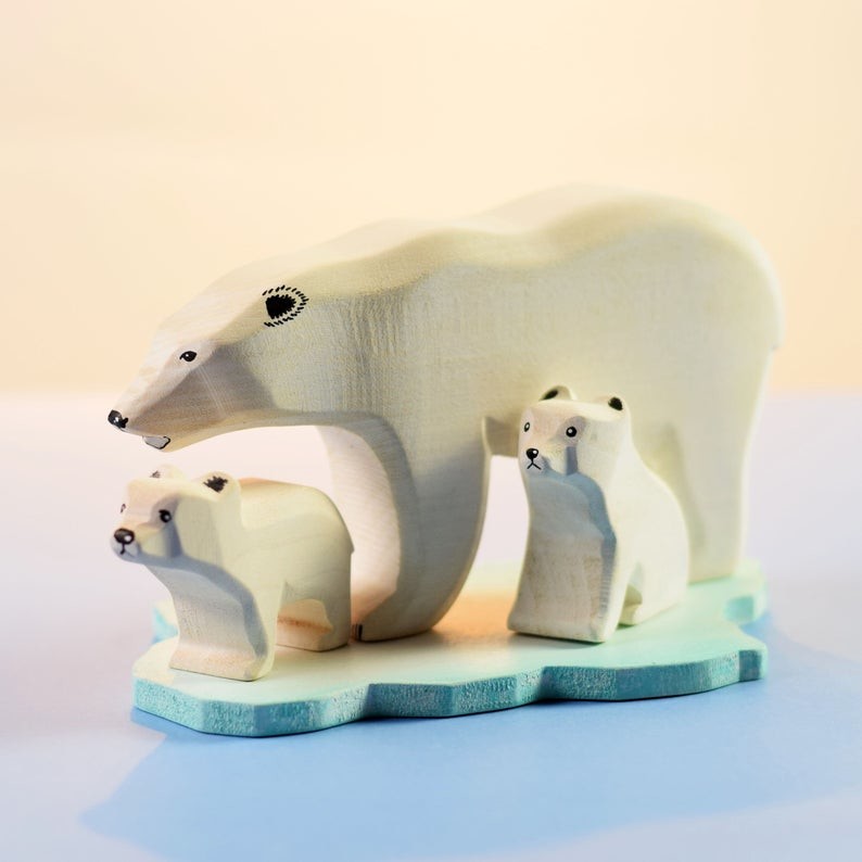Professionally Printed Handmade Wooden Animals Beer Toy Collectible Figurines