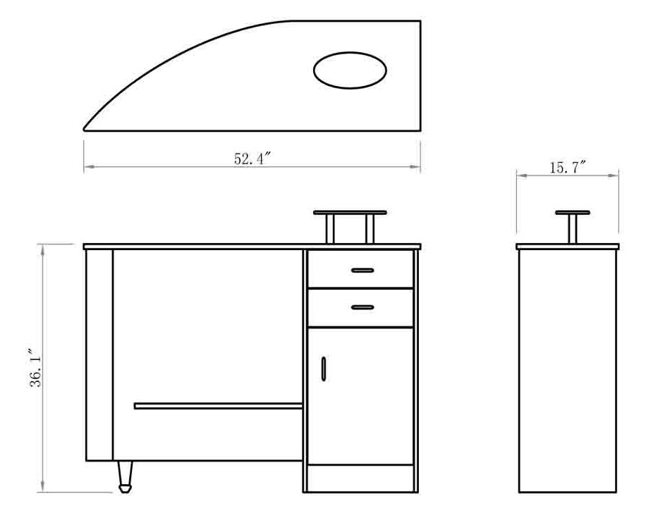 Sliver Curve Beauty Salon Front Desk , Salon Reception Counter With Shinning Foot