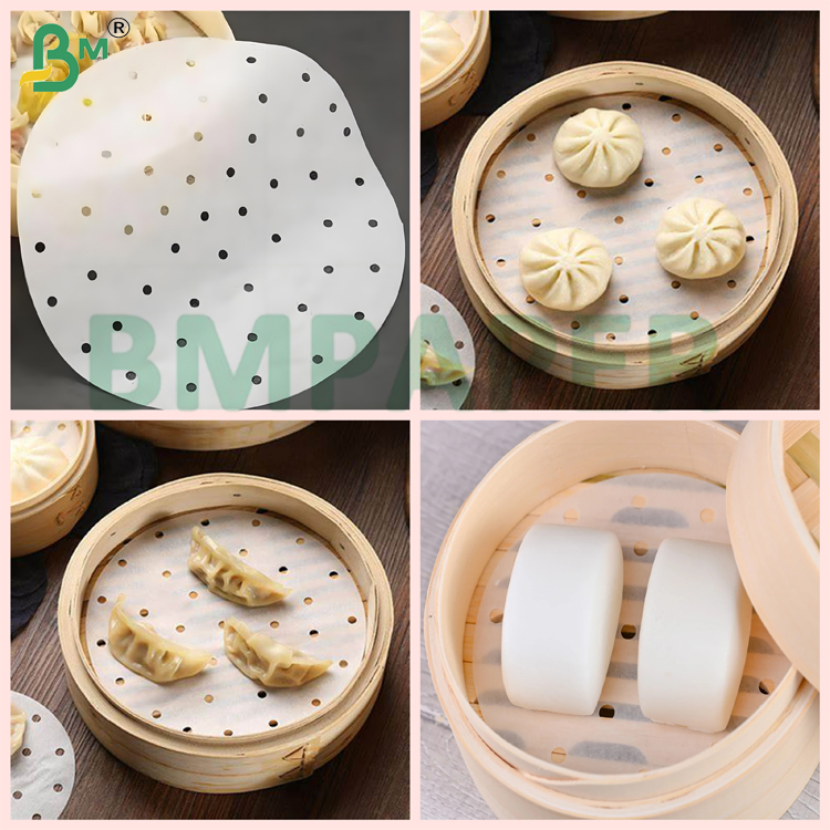White Steamer Liner Paper Anti - Stick 40gsm Air Fryer Parchment Paper