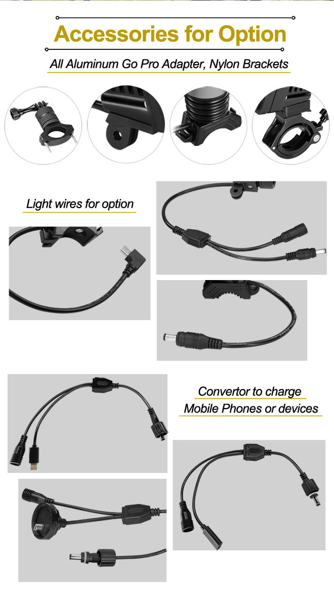 Multiple Lighting Modes 3000 Lumens Bike Front Light With Go Pro Adapter