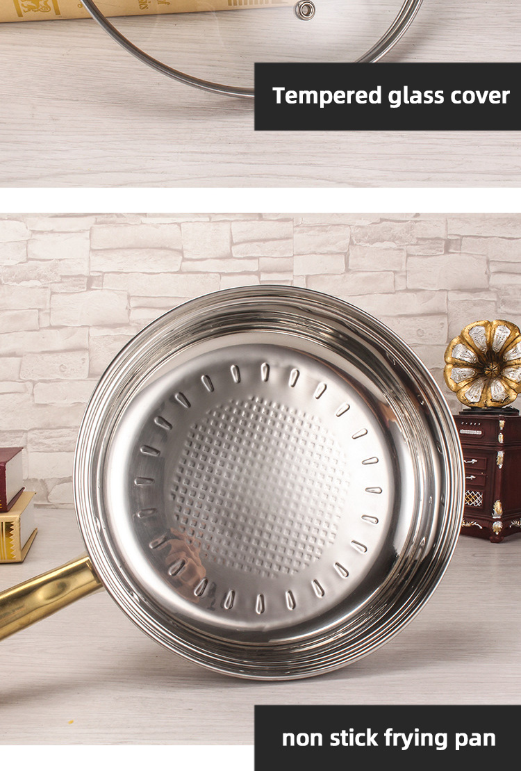 Best Selling Stainless Steel Cookware Set 12pcs Double Layer Cooking Pot Set With Golden Handle