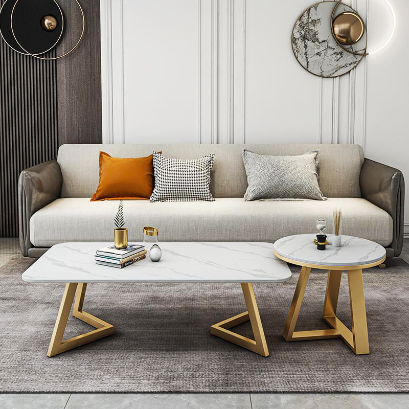 Rectangle SS Modern Marble Coffee Tea Table Matte Finish