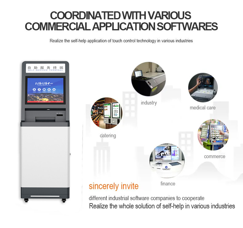 19 Inch Design Rfid Printing Kiosk Infrared Touch Screen a4 Self Service Report Print Terminal
