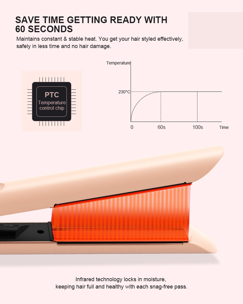 Instant Heat Up Dual Voltage Infrared Flat Iron LCD Display Hair Straightener