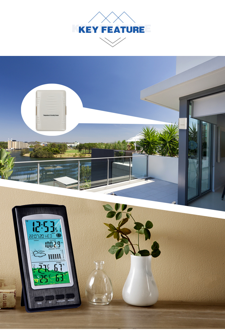 Indoor And Outdoor Wireless Weather Station With Precision Temperature And Humidity Meter