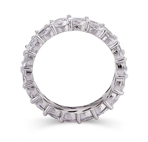 925 Sterling Silver Marquise White Gold CZ Eternity Band Rings Express Service DHL