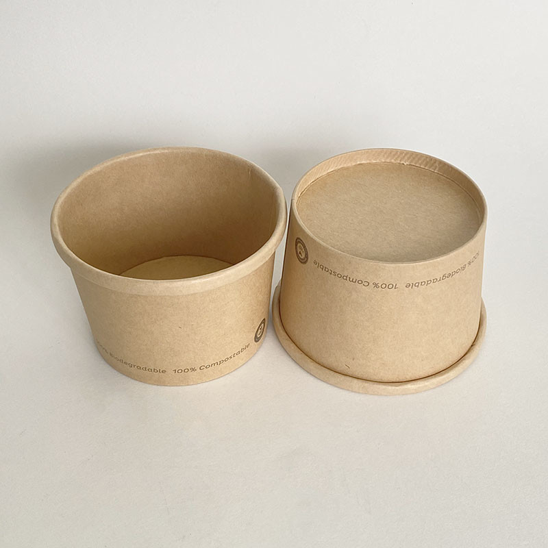 Hot Soup Paper Cup With Lid 8oz 240ml PE Coated Kraft Takeaway Noodle Bowls