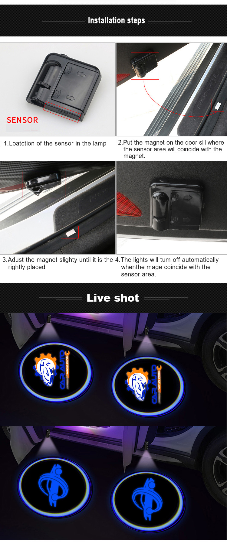 3w/5w Car Door Light Vehicle LED Work Lights Decorative Ambient Light