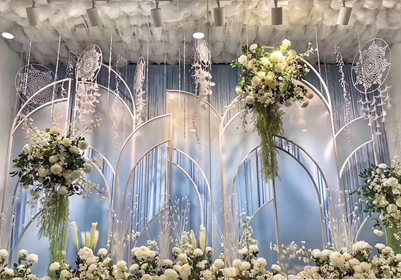 Wedding Decoration Backdrop Stand Wholesale Unique Moon Shape White Metal Stand 210CM