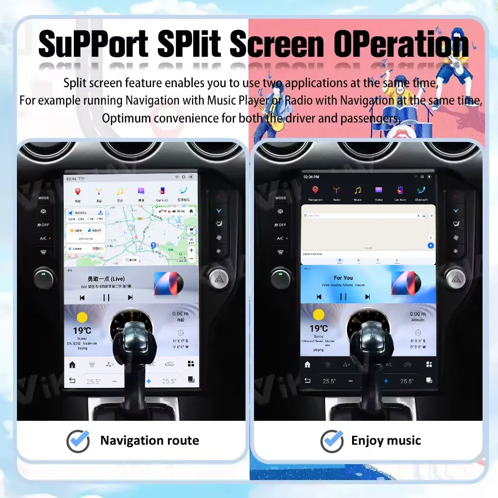 14.4 Inch Touch Screen Car Radio For Ford Mustang 2015-2022 Multimedia Player Head Unit GPS Nagivation Auto Stereo