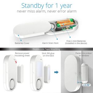433.92MHz Window Door Security Alarms , Magnetic Window Sensors For Alarm