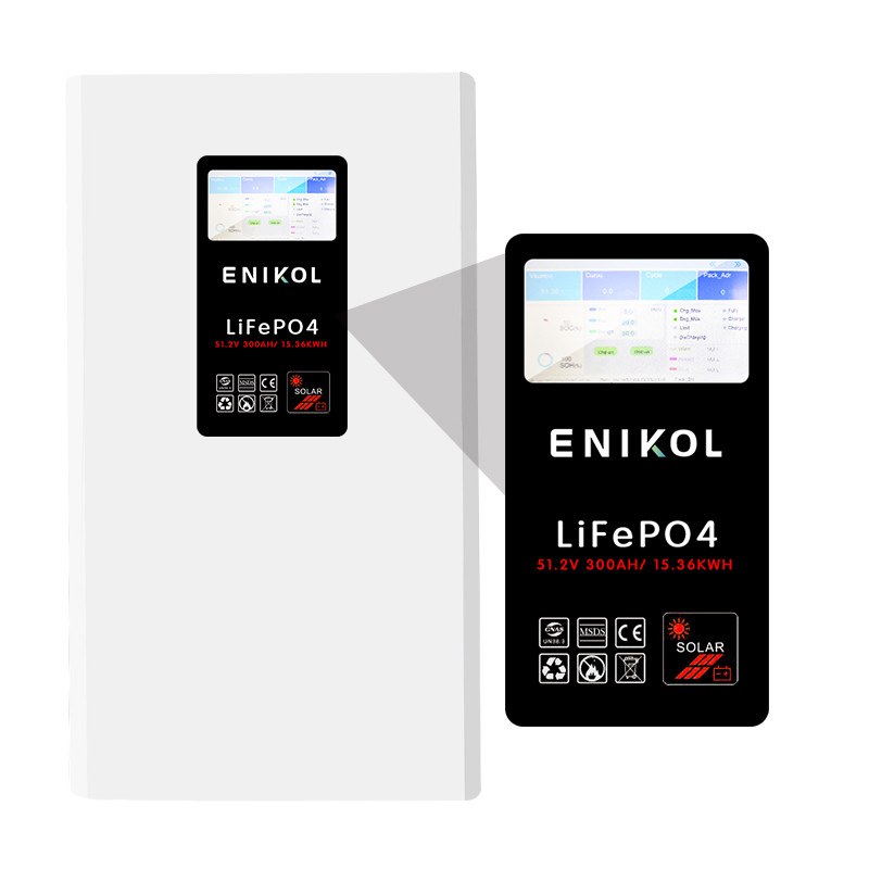 51.2V 300Ah LiFePO4 Battery 48V Lithium Battery 15kwh Wall Mounted With 7-inch Touch Screen
