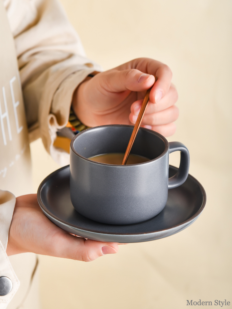 Nordic Design Style Handmade Ceramic Coffee Mug And Saucer Set For Sustainable Office