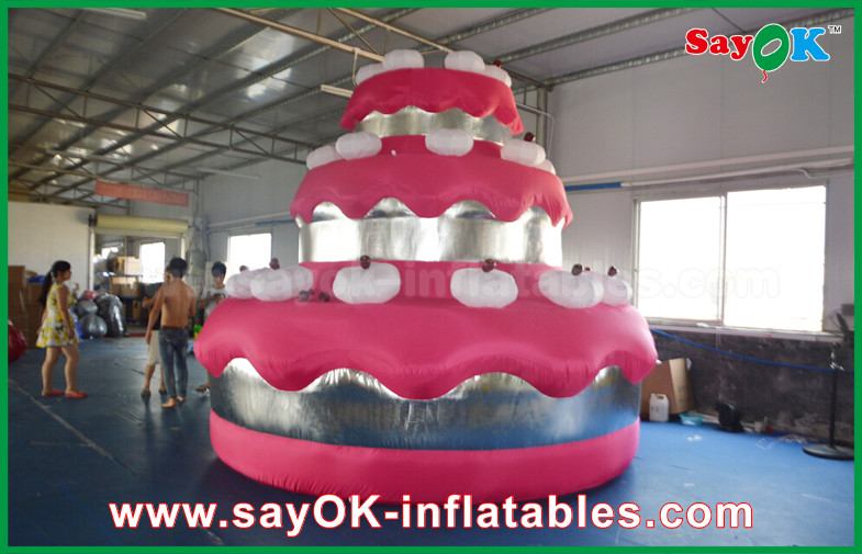Red Promotional Custom Inflatable Products Giant Cake Party / Birthday Decoration