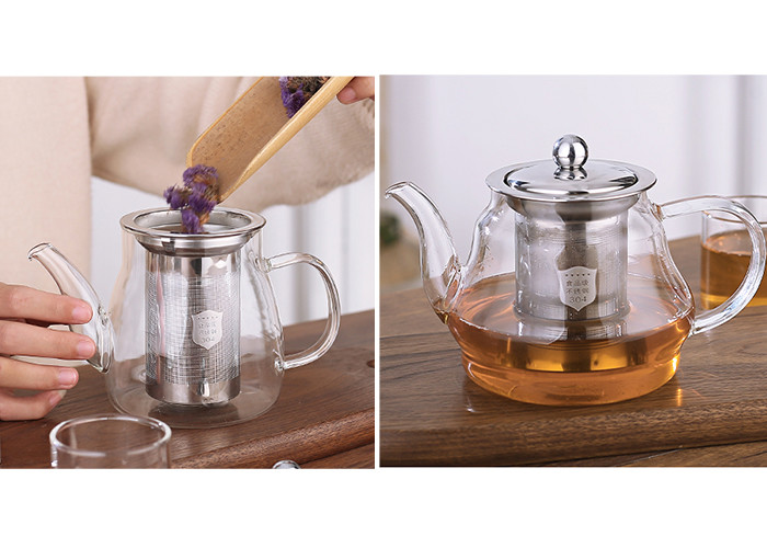 Handblown Heat Resistant Glass Teapot / Glass Loose Leaf Teapot