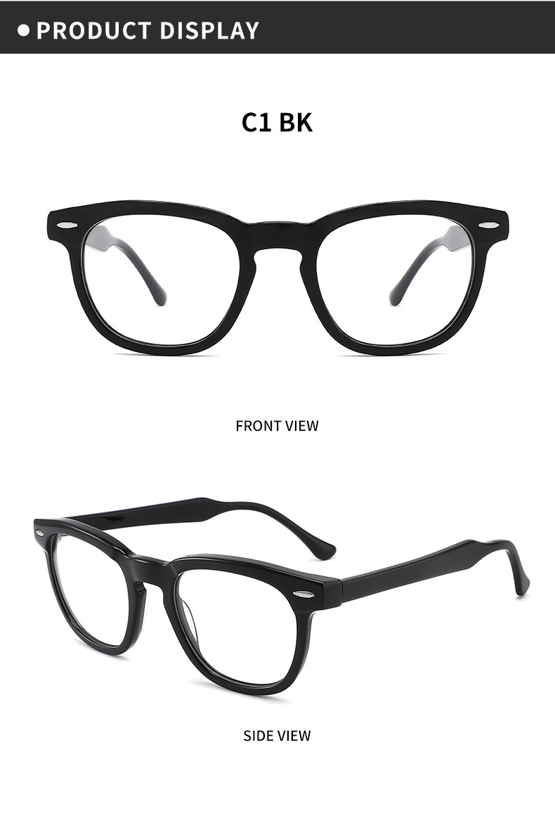 Non Prescription Round Optical Glasses Women Acetate Clear Lens Eyewear 48mm 21mm 145 mm