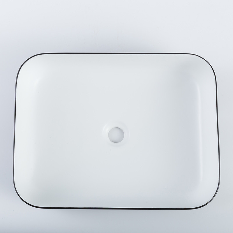 Delicate Solid Counter Top Bathroom Sink Impact-Resistance Rectangular Hand Basin