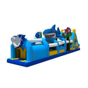 Ocean Theme Shark Fish Cartoon Inflatable Obstacle Courses Inflatable Bouncer