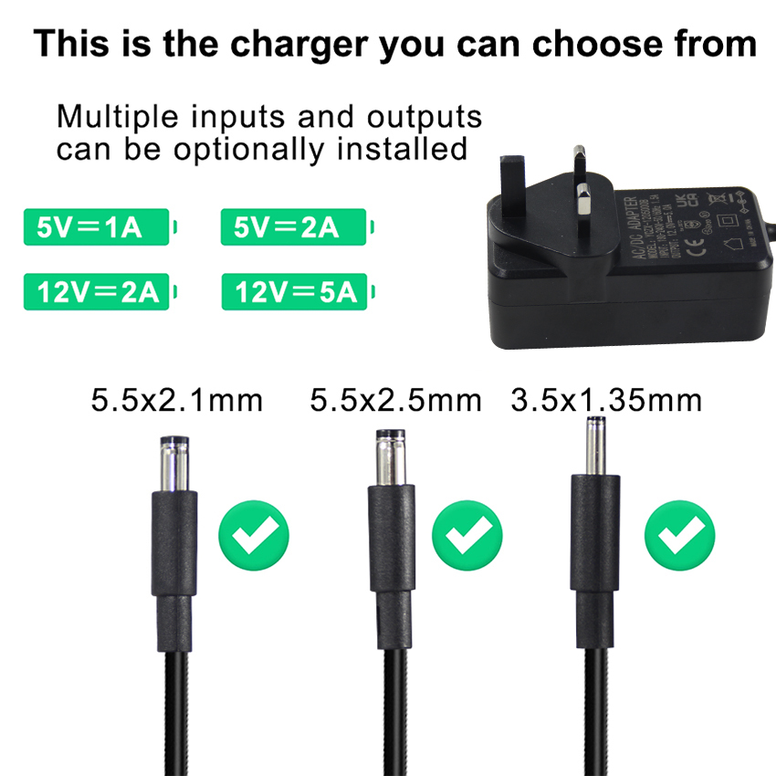 12V Universal Power Supply Adapter 1A 5A 3A Wall Plug In Type AC To DC